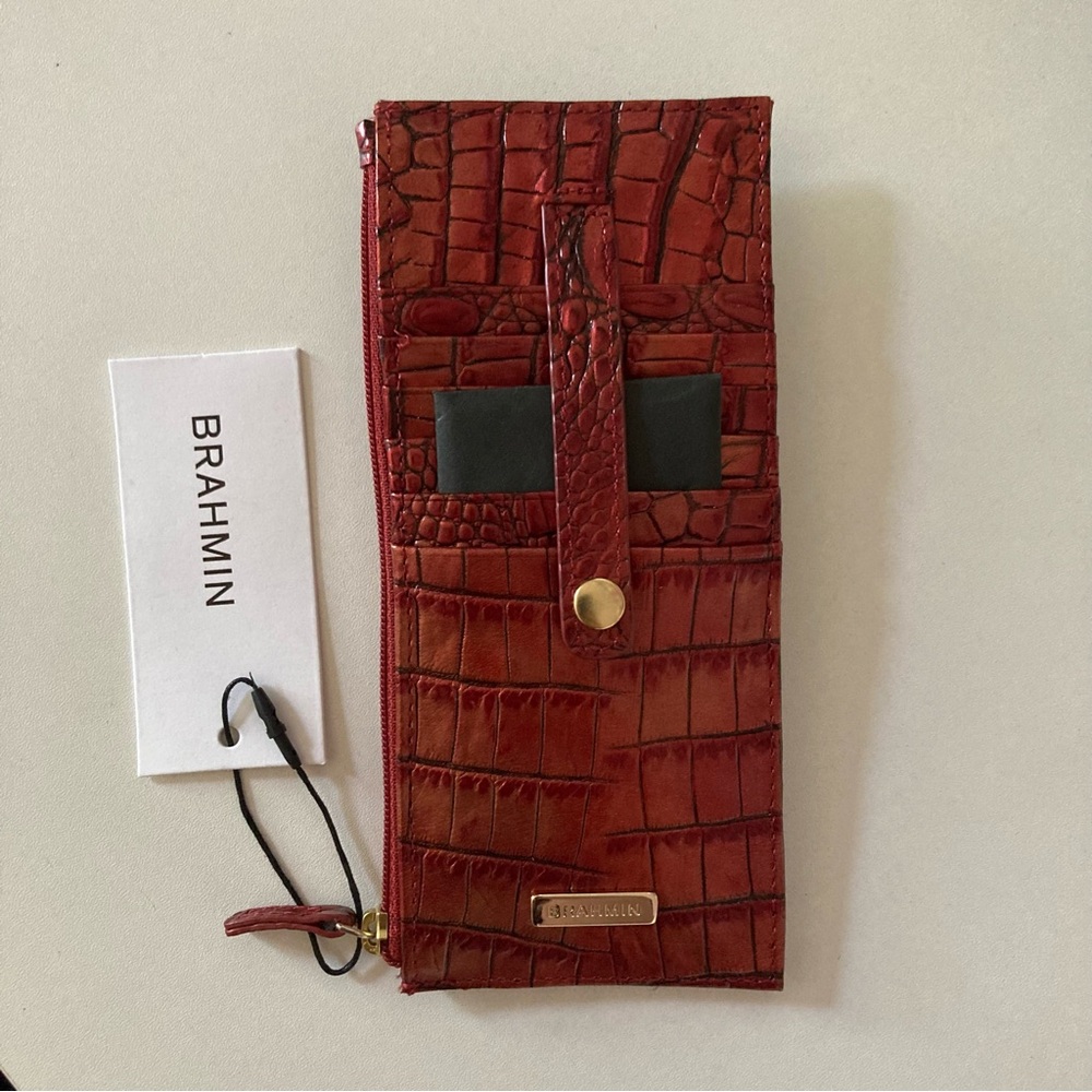 Brahmin Red Leather Credit Card Wallet